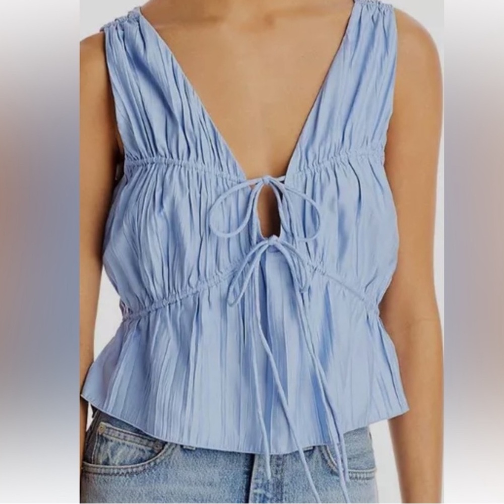 Frame Blue Tie Front Blouse